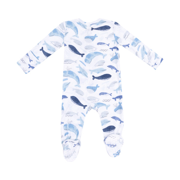 Blue Whales 2 Way Zipper Footie