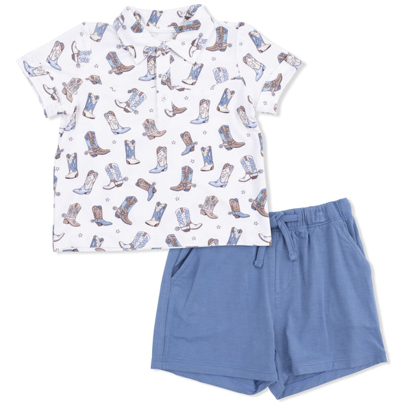 Cowboy Boots Polo Short Set