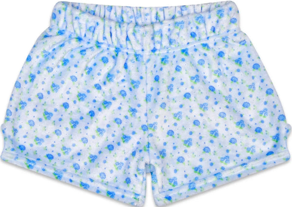 Blue Ditsy Plush Shorts