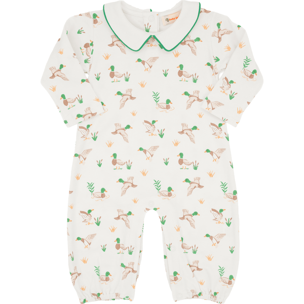 Mallard Ducks Print Romper- Green