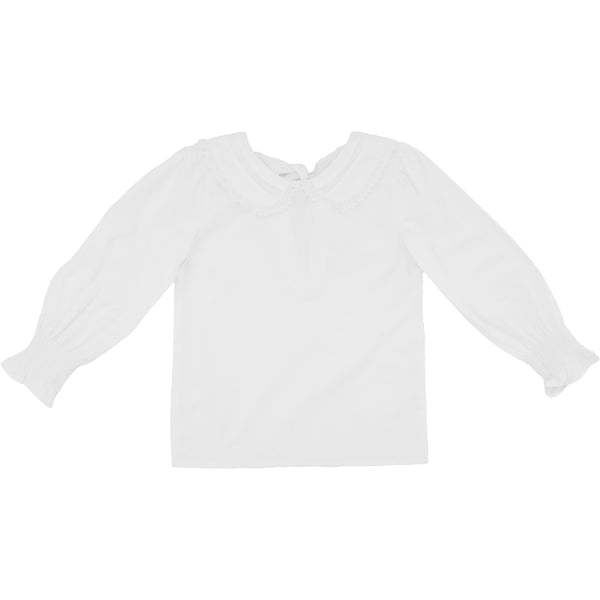 Lace Peter Pan Collar LS Shirt White