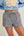 Waist Tie Check Shorts- Black