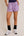 Waist Tie Check Shorts- Purple