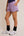 Waist Tie Check Shorts- Purple