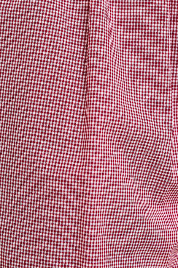 Waist Tie Check Shorts- Red