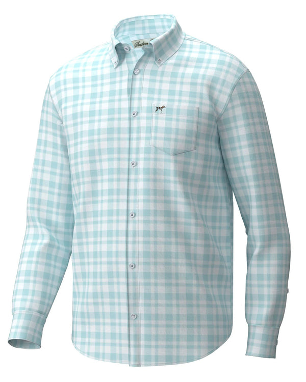 Hadley Luxe Lite Button Down-(Men's) Pool Water/Bermuda Plaid
