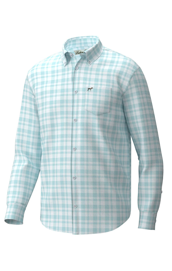 Youth Hadley Luxe Lite Button Down- Pool Water/Bermuda Plaid