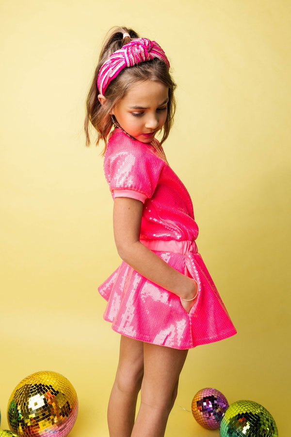 Neon Pink Full Sequin Dress