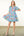 Tassel Tie Floral Striped Tiered Dress- Blue