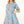 Tassel Tie Floral Striped Tiered Dress- Blue