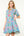 Tassel Tie Floral Striped Tiered Dress- Blue