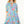 Tassel Tie Floral Striped Tiered Dress- Blue