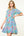 Tassel Tie Floral Striped Tiered Dress- Blue