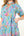Tassel Tie Floral Striped Tiered Dress- Blue