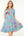 Tassel Tie Floral Striped Tiered Dress- Blue