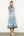 Striped Flutter Sleeve Floral Maxi Dress- Blue