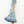 Striped Flutter Sleeve Floral Maxi Dress- Blue
