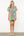 Tie Waist Puff Sleeve Print Dress- Green
