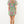 Tie Waist Puff Sleeve Print Dress- Green