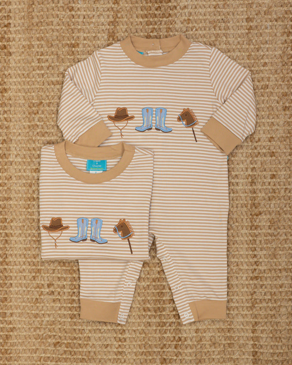 Cowboy Knit T-Shirt- Khaki Stripe
