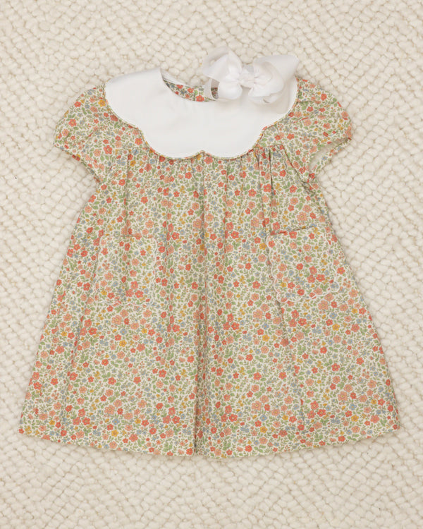 Storybook Vintage Scallop Dress- Orange