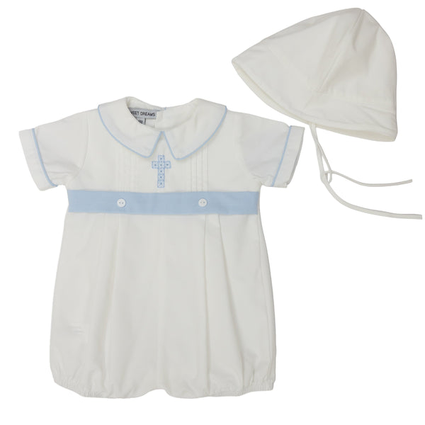 Embroidered  Cross Bubble Set- Blue