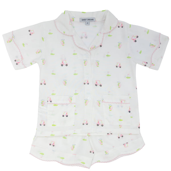 Golf Field PJ Short Set- Pink