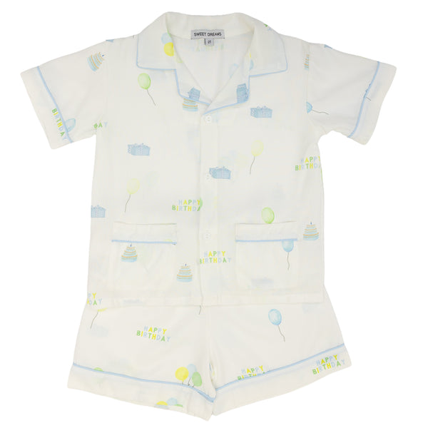 Happy Birthday PJ Short Set- Blue