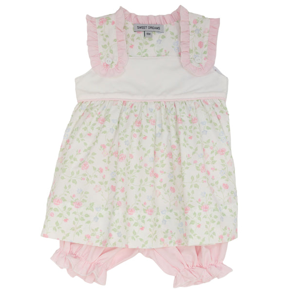 Ruffle Shoulder Floral Bloomer Set