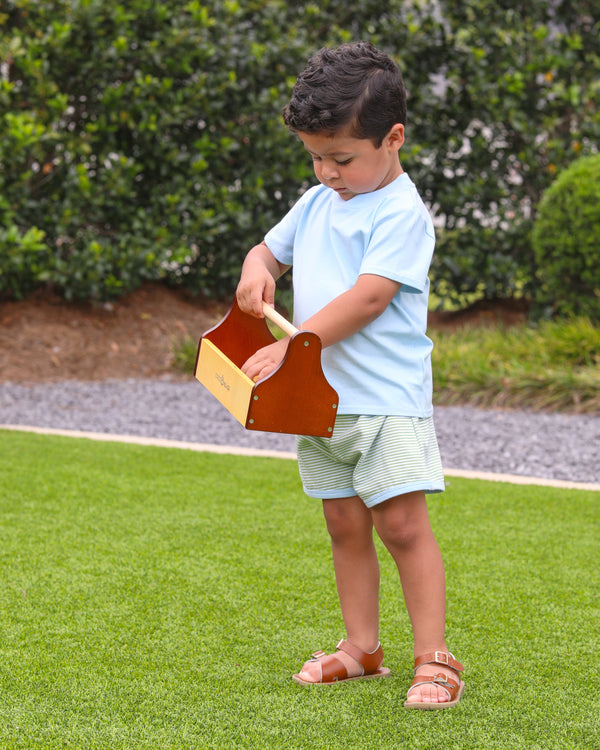 Thomas Short Set- Green Stripes/Light Blue