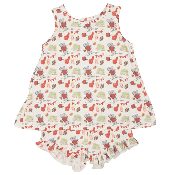 Rosie Ruffle Back Susie Short Set- Game Day Elephant