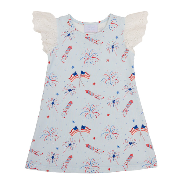 Evelyn Eyelet Dress- Fireworks and Freedom