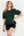 Mixed Media Puff Sleeve Knit Top - Green