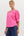 Band Collar Slit Neck Top- Fuchsia
