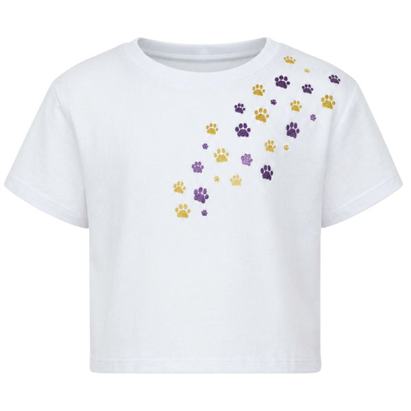 Glitter Falling Paws White Boxy T