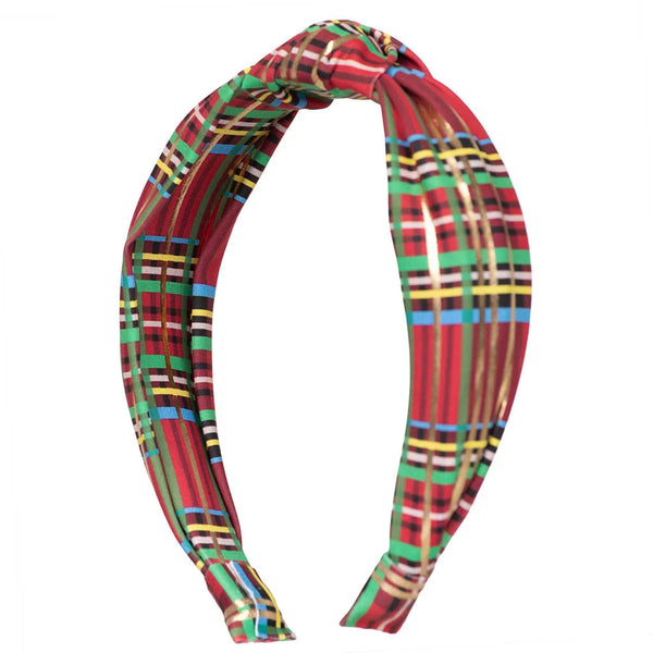 Top Knot Headband- Christmas Plaid