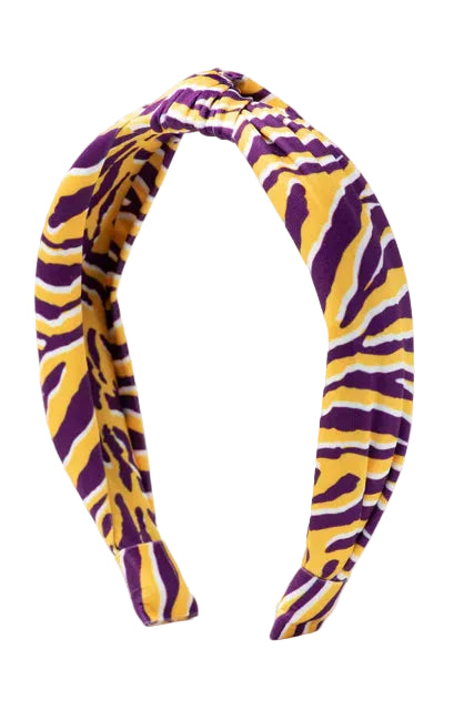 Top Knot Headband- Tiger Purple/Yellow