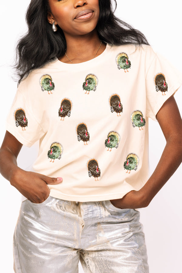Beige Small Turkey Icon Tee- (Women's)
