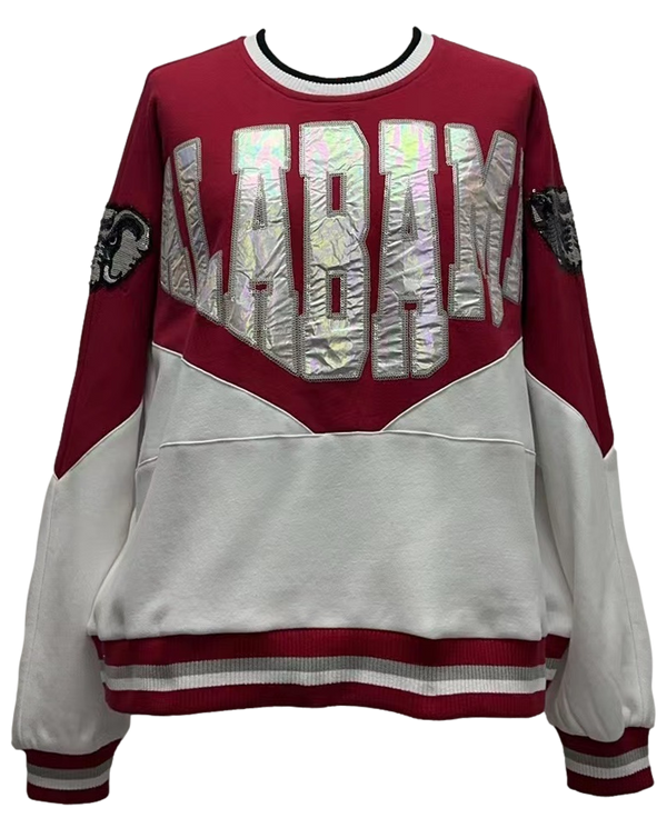 Crimson & White Two Tone Holographic 'Alabama' Sweatshirt- Women's