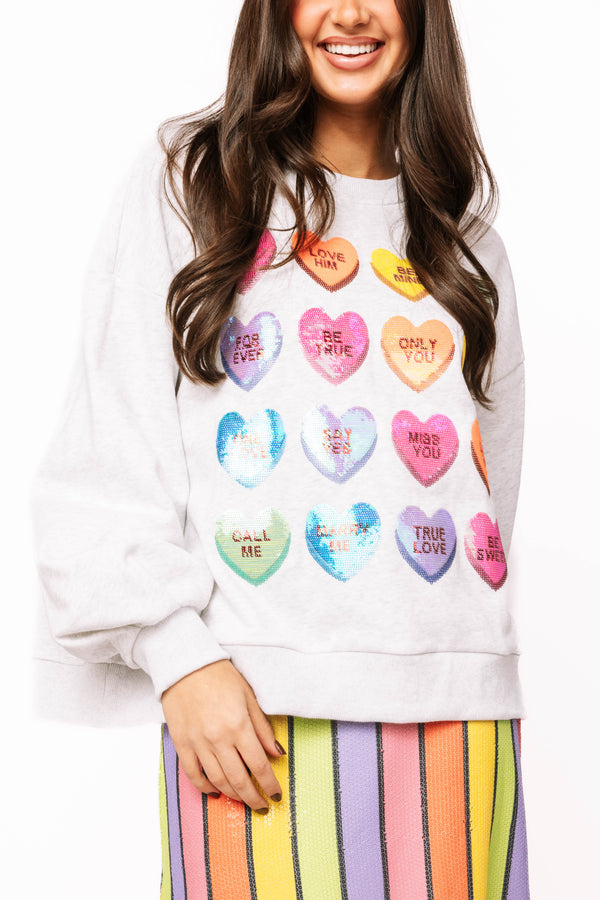 Light Grey Sweetheart Sweatshirt- (Women's)