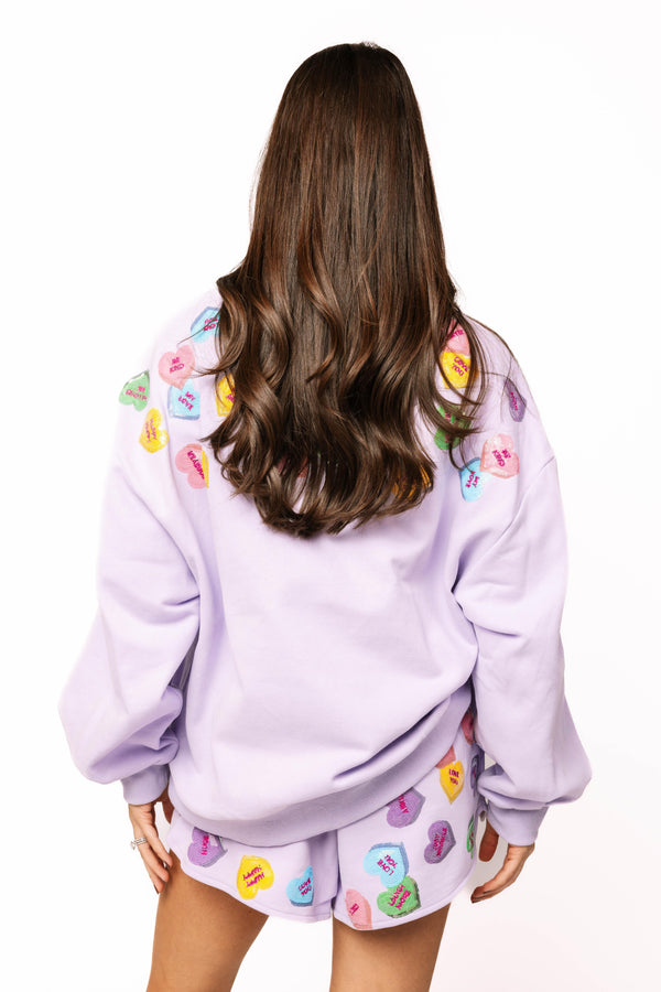 'Queen Hearts' Candy Box Sweatshirt- Lavender (Women's)