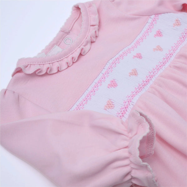 Valentine's Classics Smocked Footie- Pink