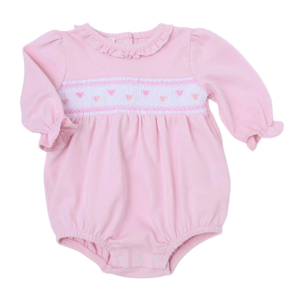 Valentine's Classics Smocked L/S Bubble- Pink