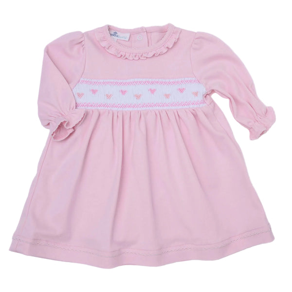 Valentine's Classics Smocked L/S Dress Set- Pink