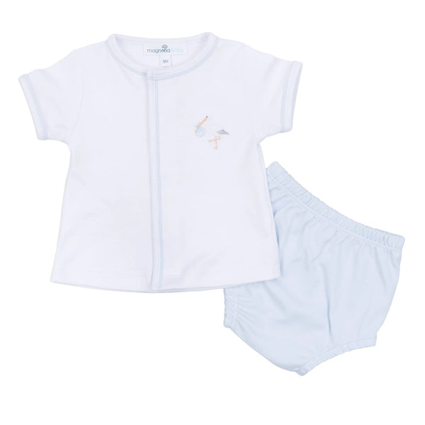 Vintage Stork Diaper Cover Set- Light Blue