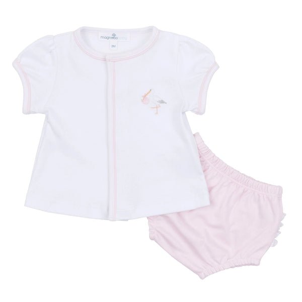 Vintage Stork Diaper Cover Set- Pink