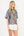 Puff Sleeve Velvet Trim Floral Top- Blue