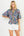 Puff Sleeve Velvet Trim Floral Top- Blue