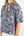 Puff Sleeve Velvet Trim Floral Top- Blue