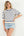 Short Sleeve Ribbon Knit Top -Cream/Blue